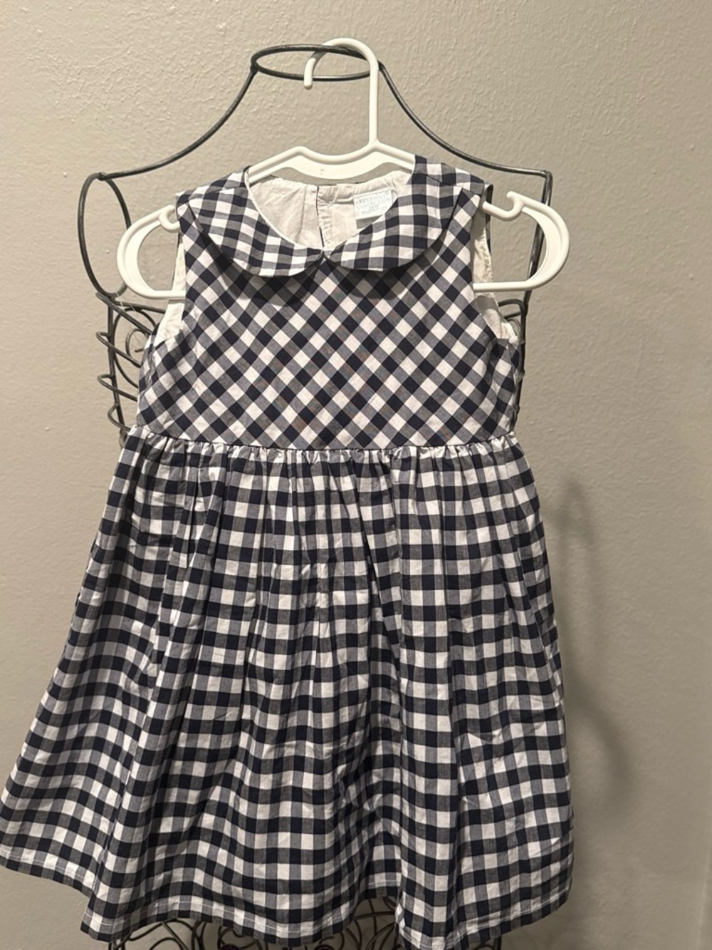 Edgehill Collection Navy and White Gingham Peter Pan Collar Dress